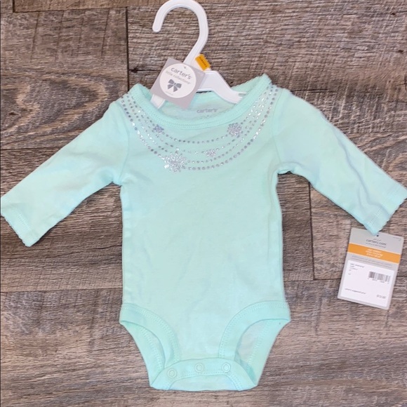 Carter's Mint Green Long Sleeve Baby Bodysuit - Picture 1 of 3